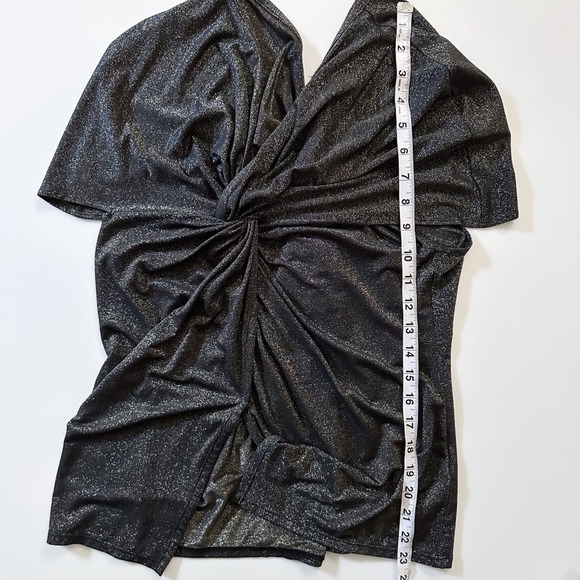 Sid Neigum Metallic Twist Front Split Top Short Sleeve - size 12 - Picture 4 of 8